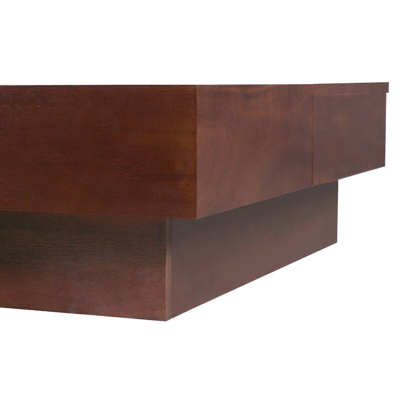 Wood Coffee Table Office Table with Smart Storage Compartments, Accent Table Dining Table with Drawers