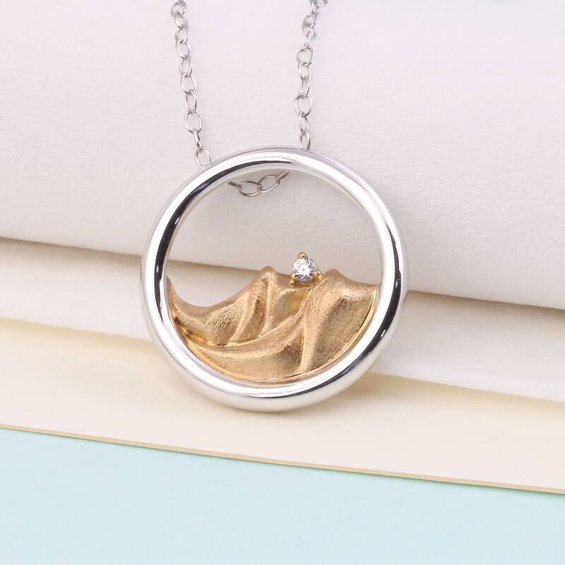 1/20ct Diamond Four Elements of Nature-Earth Pendant Necklace in Silver for Women - Yellow Plated