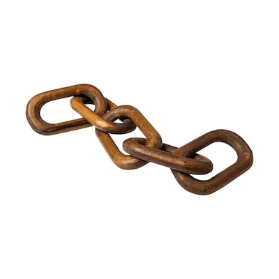 Alix Medium Brown Solid Wood 5-Link Hand-Made Chain - 29.0L x 5.0W x 5.0H