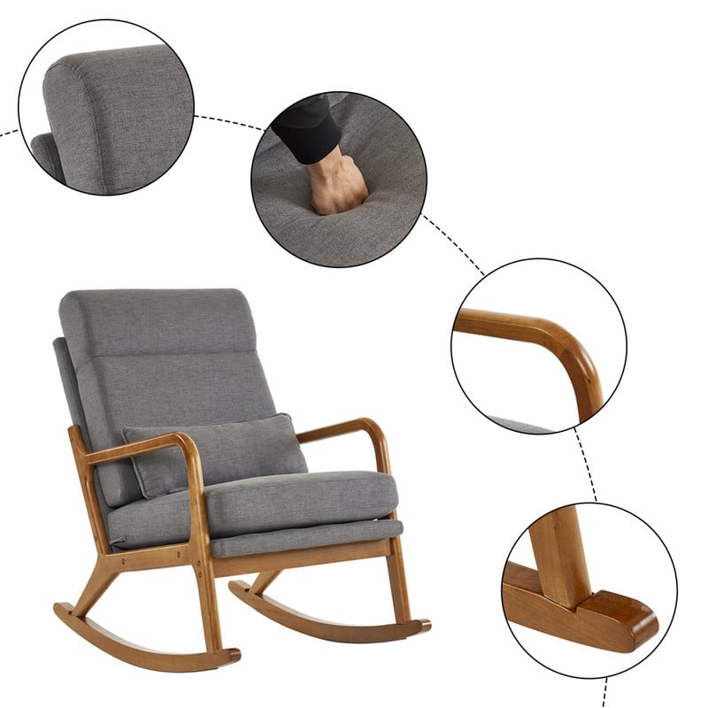 39.37'' W High-Back Dual-Use Upholstered Rocking Chair/Accent Chair