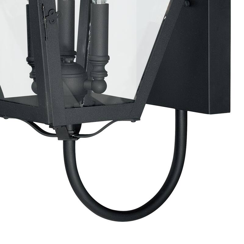 Nottingham 3 Light Black Empire Outdoor Wall Lantern Clear Glass - 12-in W x 26.75-in H x 13.75-in D
