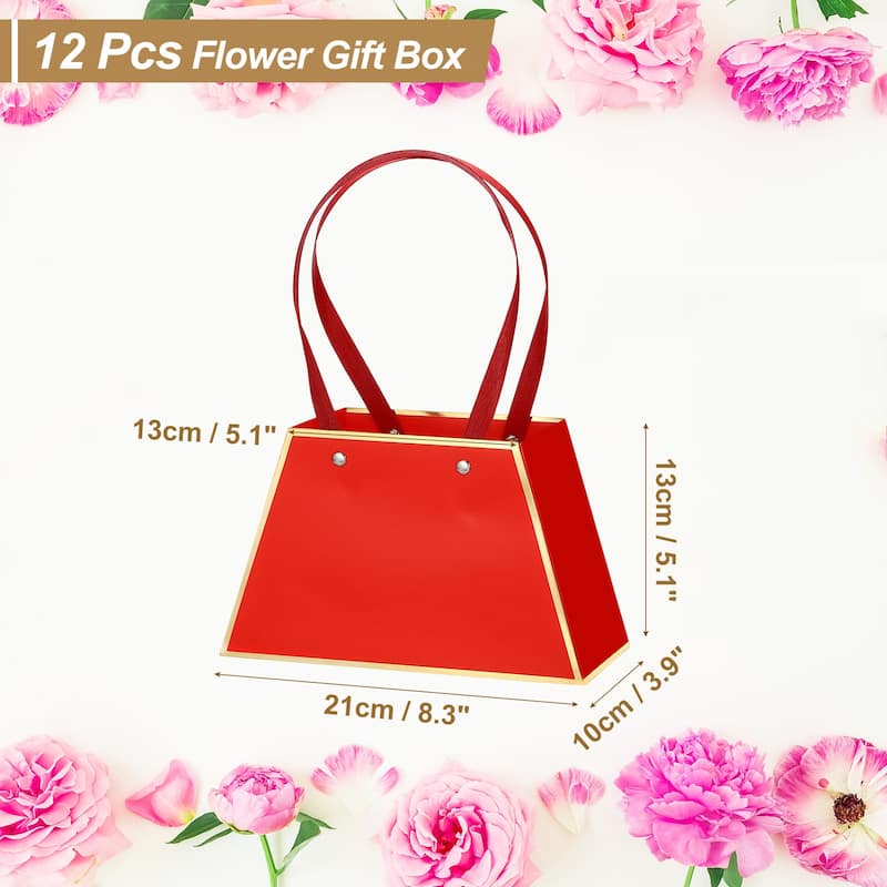 Flower Gift Box, 12 Pcs Paper Flower Gift Bags - Red