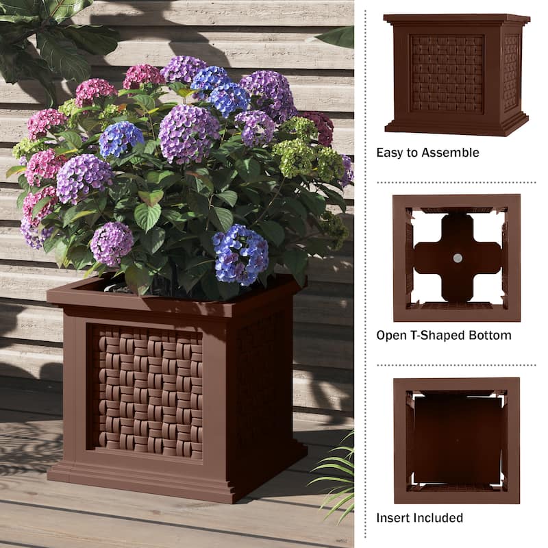 Pure Garden 14.65-in Faux Rattan Style Outdoor Planter Box