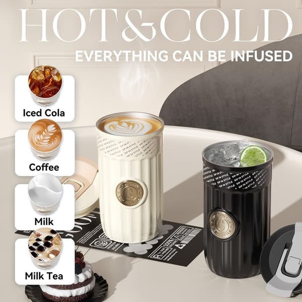 17 oz Leak Proof Tumbler with Lid and Straw, 18/10 Stainless Steel Tumbler - Black