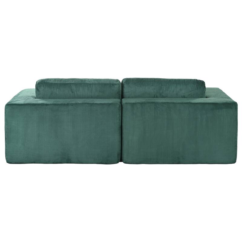86.6" Corduroy Sofa Bed with Split Lounger & Pillows