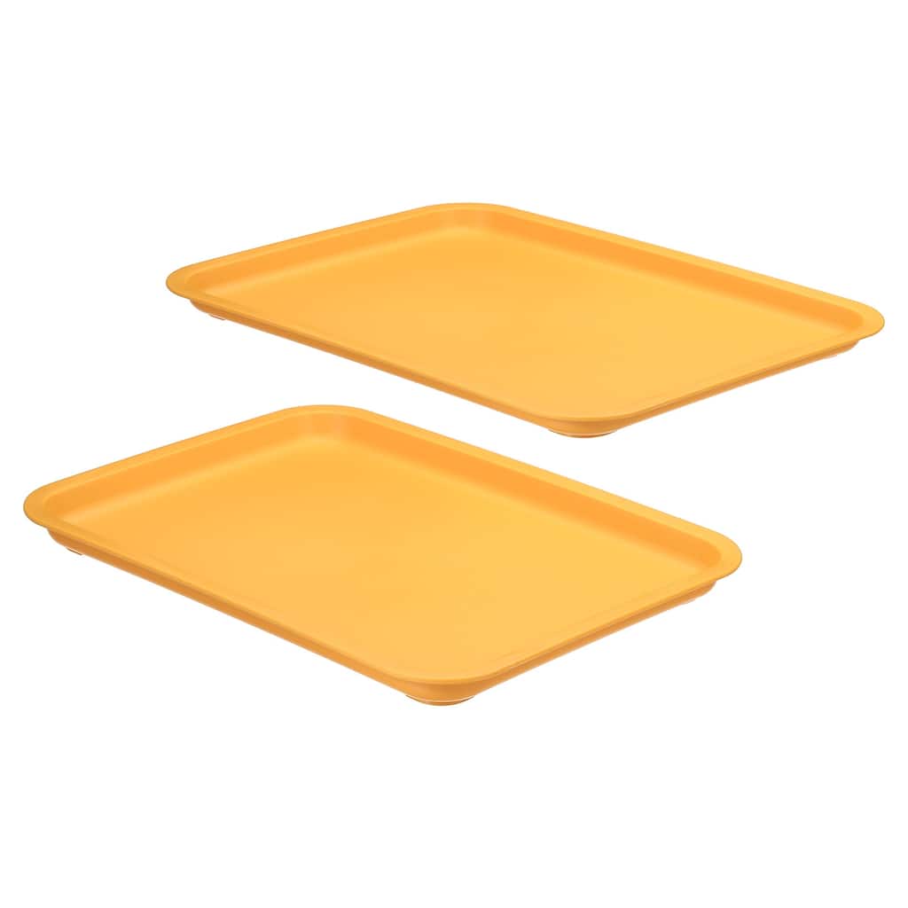 12x9" Fast Food Tray, 2 Pack Plastic Reusable Multi-Purpose Serving Tray Yellow