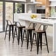 preview thumbnail 43 of 41, Bar Stools With Back set of 4 Industrial Metal Barstools with Wooden Seats