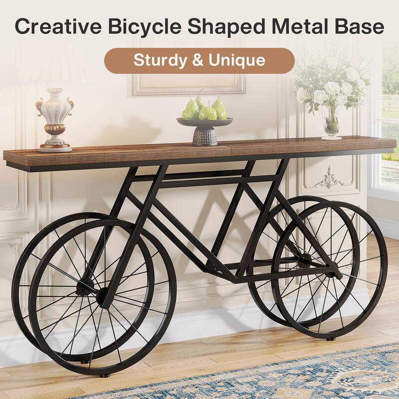 70.9-Inch Extra Long Console Table with Bicycle Metal Base