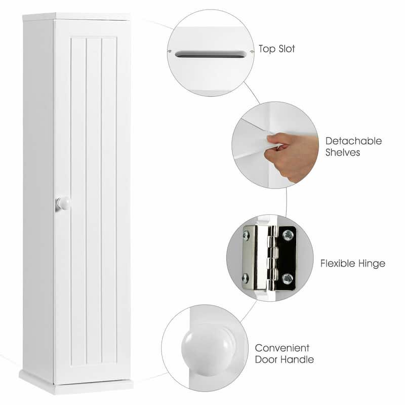 Gymax Toilet Tissue Storage Tower Bathroom Storage Floor Cabinet w/ 4 - See Details