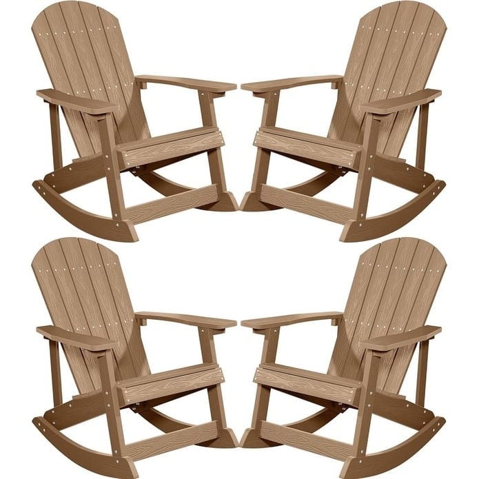 WINSOON HIPS All Weather Outdoor Indoor Oversized Rocking Chair,Adirondack Rocking Chair Set of 4