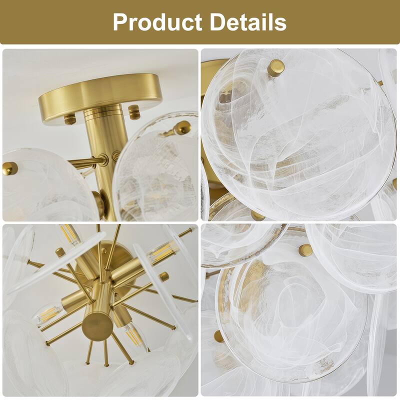 Starsky 4-Light Tiered Handcrafted Textured Glass Flush Mount