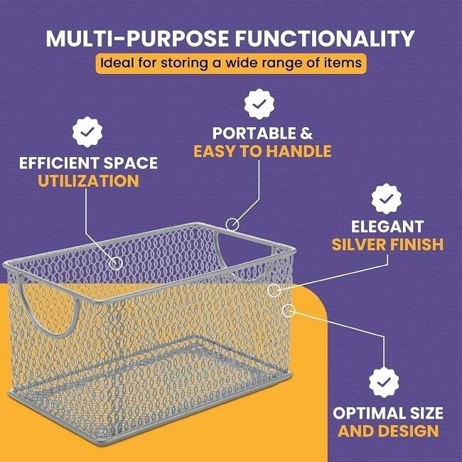 YBM Home All-Purpose Wire Mesh Storage Baskets: Organize Your Home with Open Bin Shelf Storage, Pack of 1