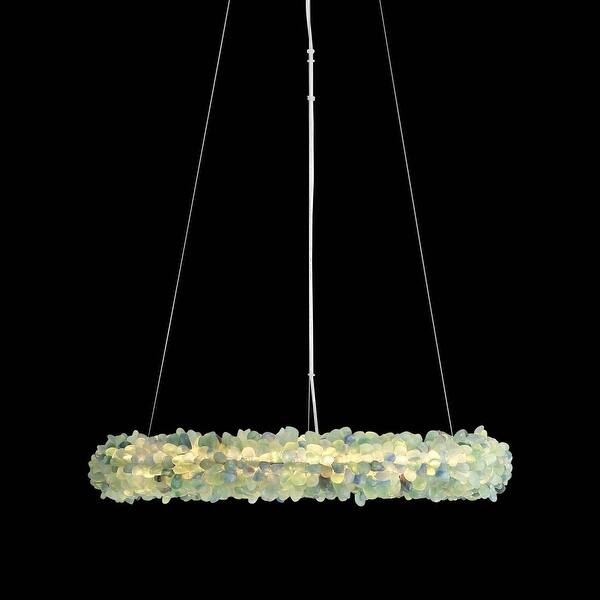 slide 2 of 9, Golden Lighting 6884-30 Corallo 30" Wide Ring Chandelier Turquoise