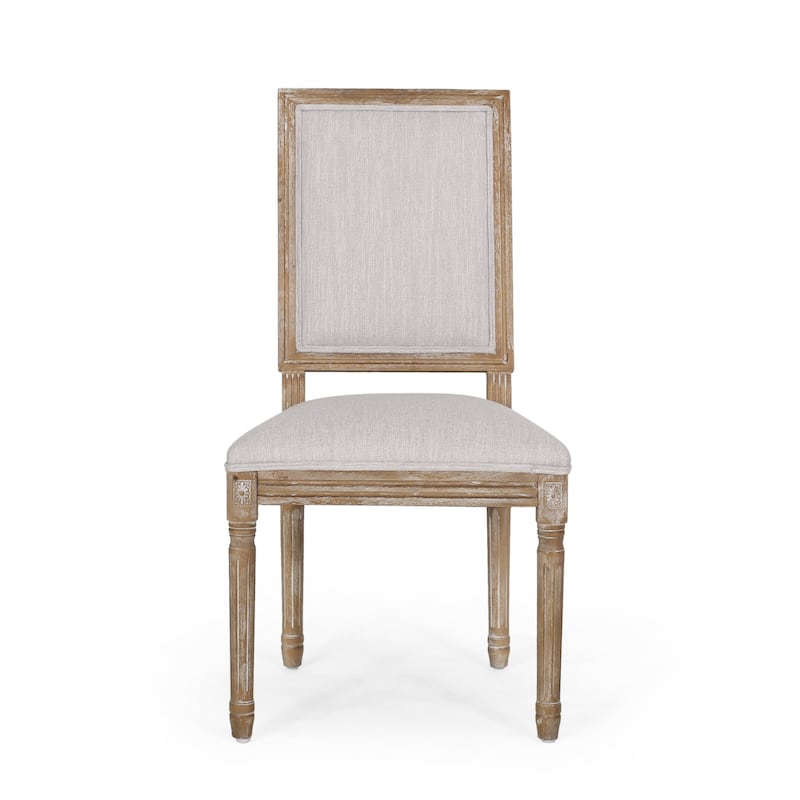 French Country Dining Chairs Set of 2 - Upholstered Fabric Seats with Cane Back & Rubberwood Legs