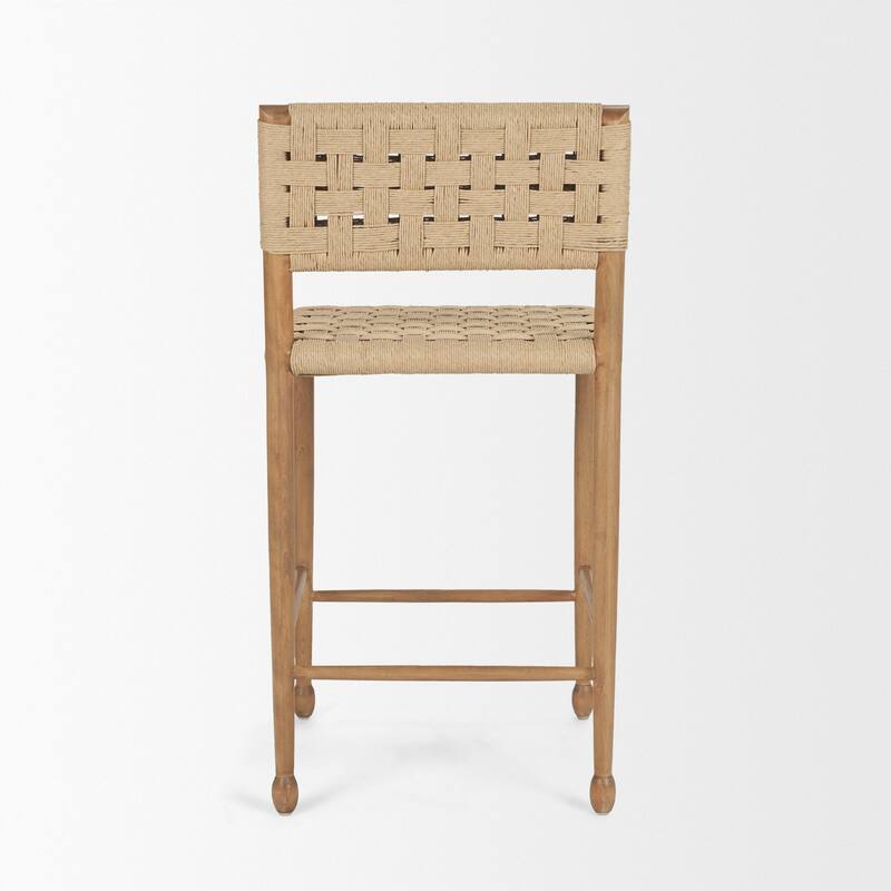 Brinley Woven Paper Rope w/ Brown Wood Frame Counter Stool - 19.0L x 21.0W x 39.0H