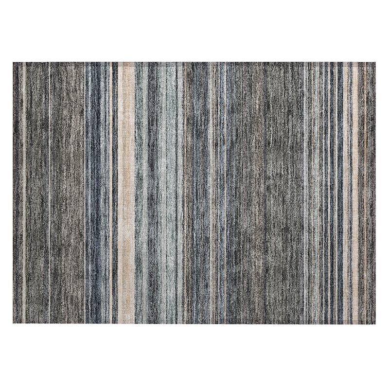 Machine Washable Indoor/ Outdoor Ombre Stripes Chantille Rug