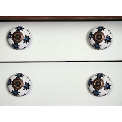 HomeRoots Set of Eight Black And White Ceramic And Metal Drawer Pull Knobs - 1.5' X '1.5' X '1.5