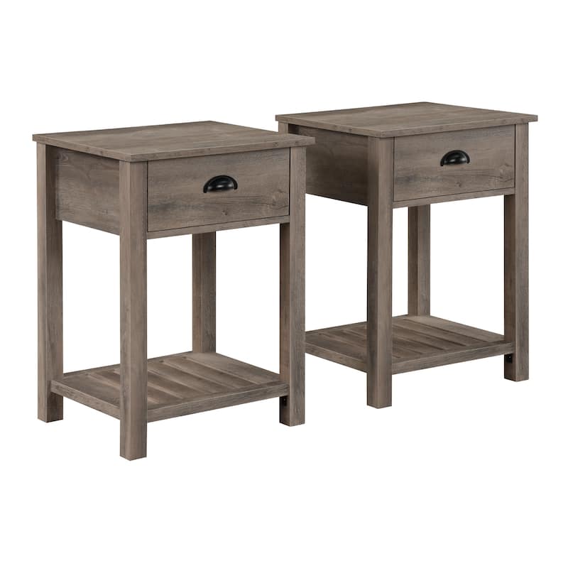 Walker Edison 18-inch 1-drawer Farmhouse Side Table (Set of 2)