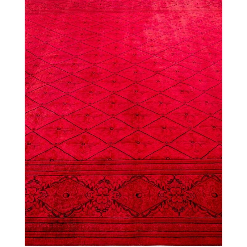 Overton Hand Knotted Wool Vintage Inspired Modern Contemporary Overdyed Pink Area Rug - 8' 2" x 9' 10"