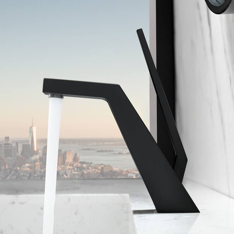 Single Handle Bathroom Faucet Single Hole Bathroom Sink Faucets Modern Basin Vanity Taps - Matte Black