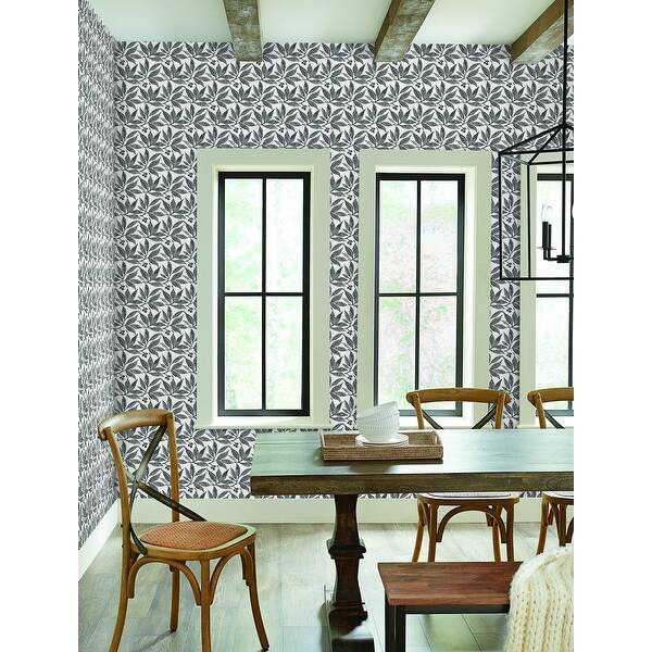 Maywood Chokeberry Block Print Black White Wallpaper Overstock 31592932