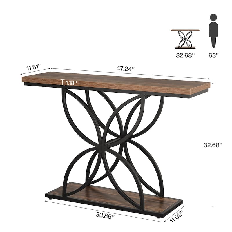 Industrial Butterfly Frame Console Table for Entryway Living Room