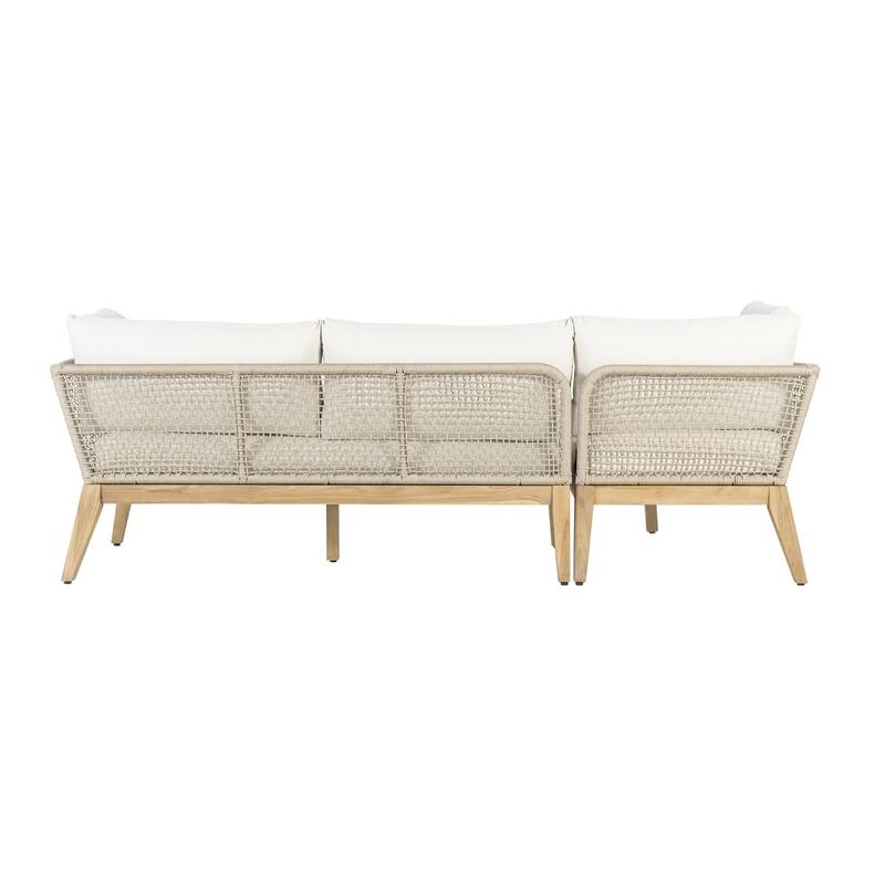 Cypress Teak Wood 2-piece Left Arm Chaise Outdoor Sectional