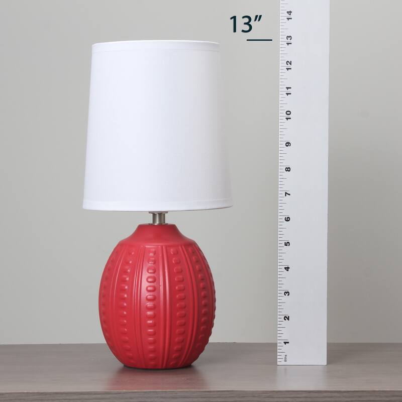 Mini Textured Oval Table Lamp with Tapered Shade - 12.5" - Red