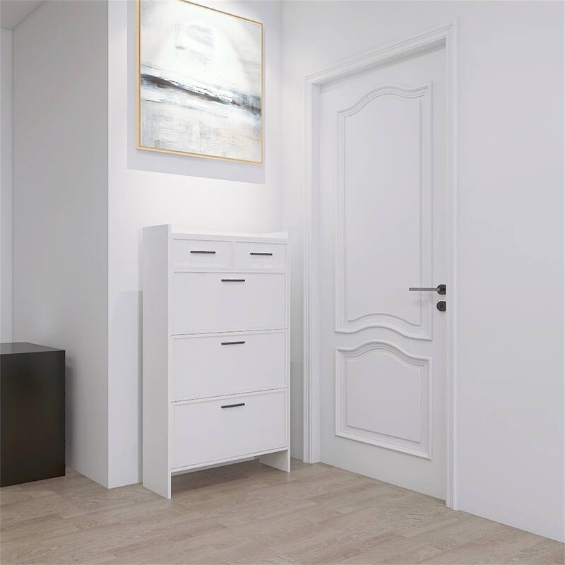 3 Doors Shoe Cabinet With 2 Drawers With Open Space