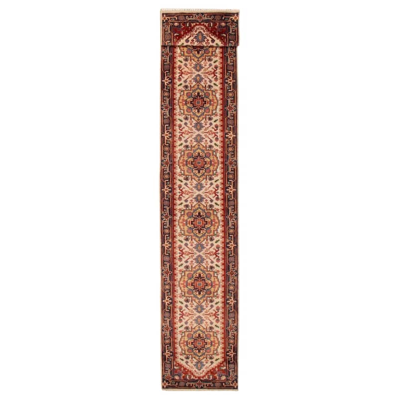 ECARPETGALLERY Hand-knotted Serapi Heritage Cream Wool Rug - 2'6 x 15'9 - Cream - 2'6 x 15'9