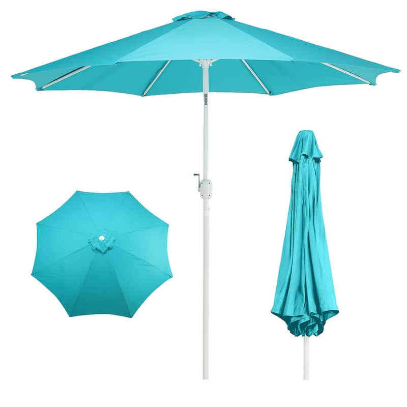 Aoodor 9FT Outdoor Patio Market Umbrella with Push Button Tilt and Crank - Light Blue