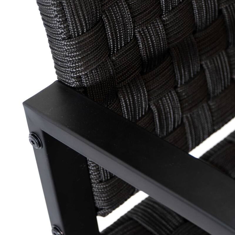 M4H Chelsea Durable Patio Metal Rope Outdoor Bench with Armrest