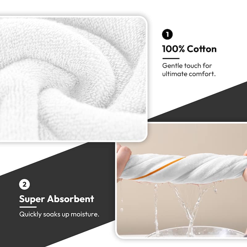 JML 8-Piece Cotton Bath Towel Set - Hotel Quality Bathroom Towels