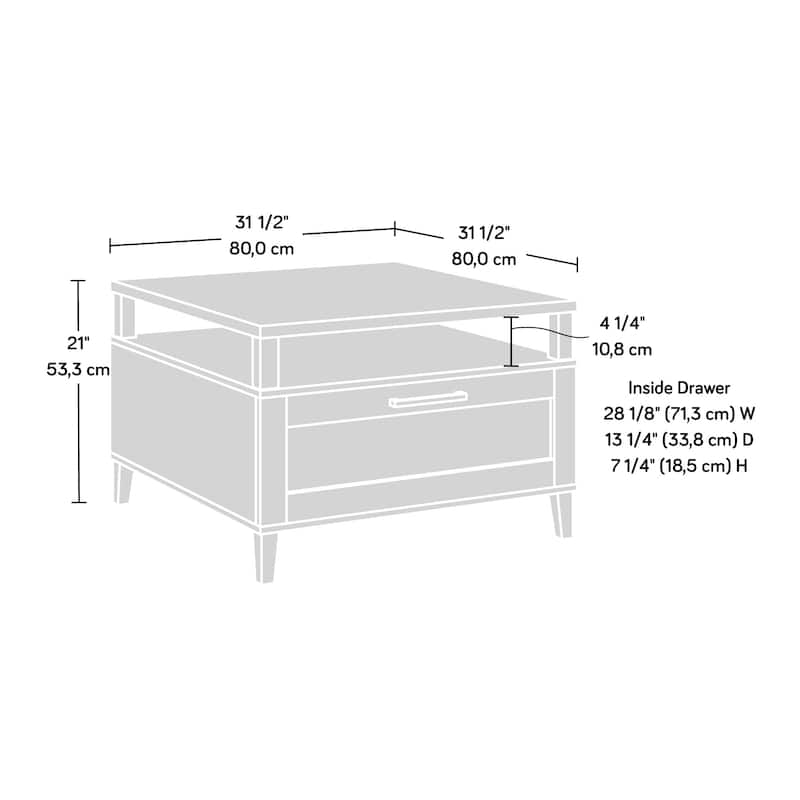 Engineered Wood Coastal Coffee Table with Spacious Drawer, Black - 31.5"W x 31.5"D x 20.98"H
