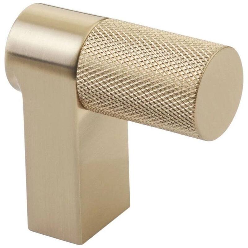 Emtek 86659.REC.KN Knurled 2" Long Finger Cabinet Pull with - Satin Brass / Satin Brass Stem