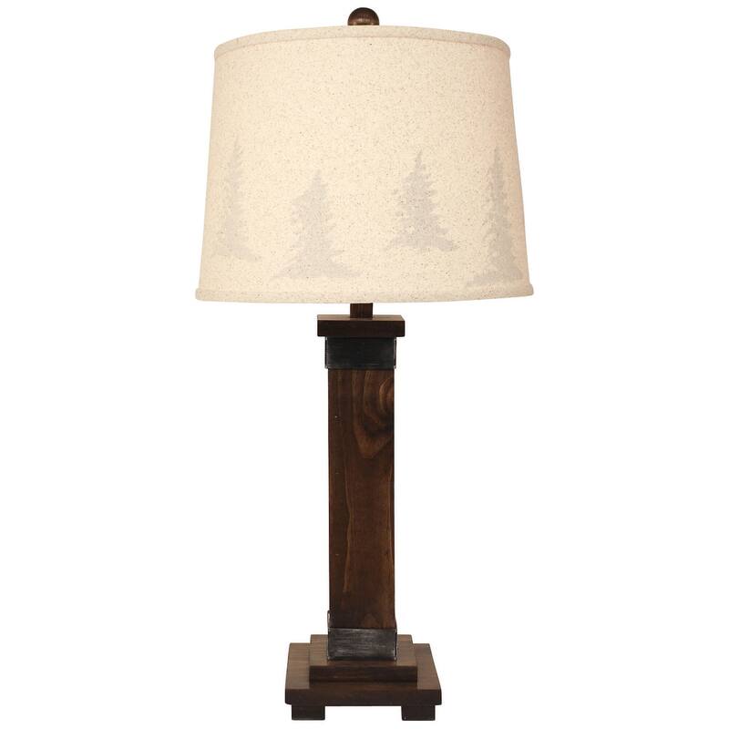 Rustic Mission Style Table Lamp - Steel Accents - Alternate Shade