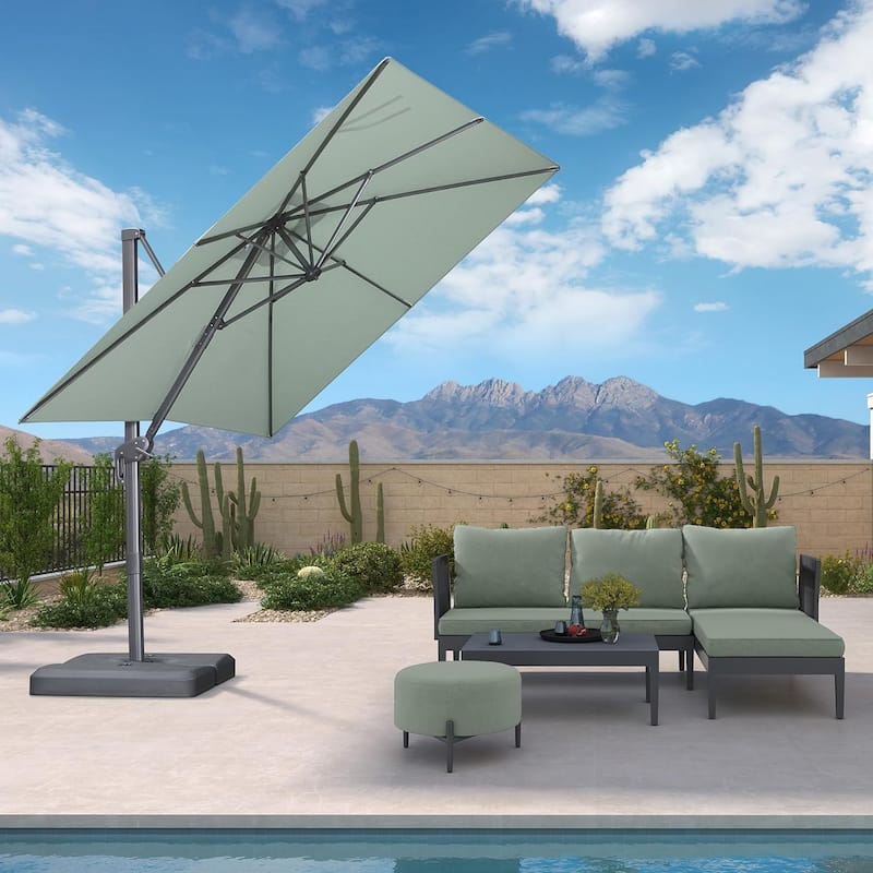 PURPLE LEAF 9 ft Stylish UV50+ Fade Resistant Patio Cantilever Umbrella with 360-degree Rotation