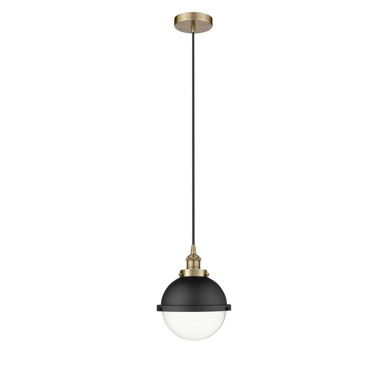 Innovations Lighting Hampden - 1 Light 9" Cord Hung Mini Pendant - Antique Brass/Clear