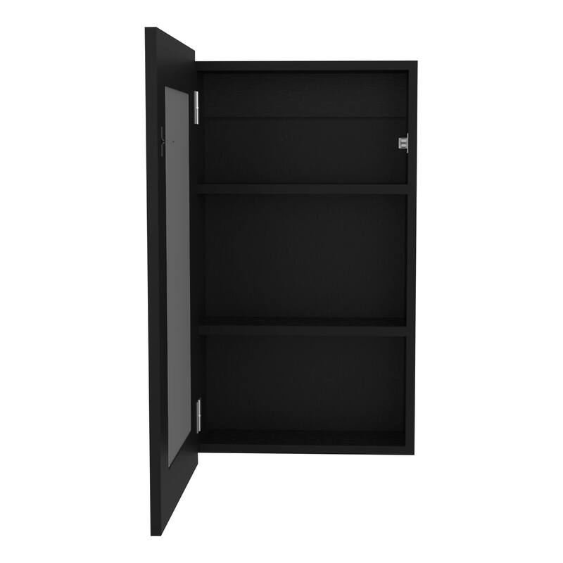 Compact Wall-Mounted Bathroom Medicine Cabinet with Mirror, 1 Door & 3 Shelves, Engineered Wood