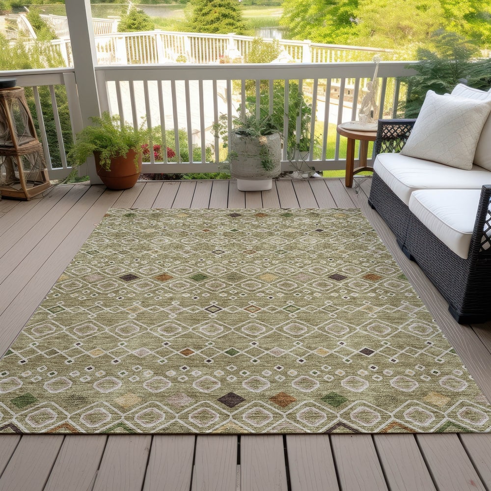 Machine Washable Indoor/ Outdoor Global Contempory Chantille Rug