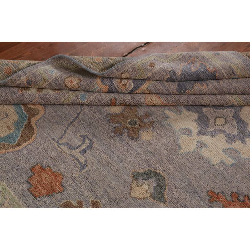 Hand Knotted Oriental 100% Wool Carpet Transitional All-Over Greys & Charcoal Oushak Area Rug - 10' 0'' X 8' 0''