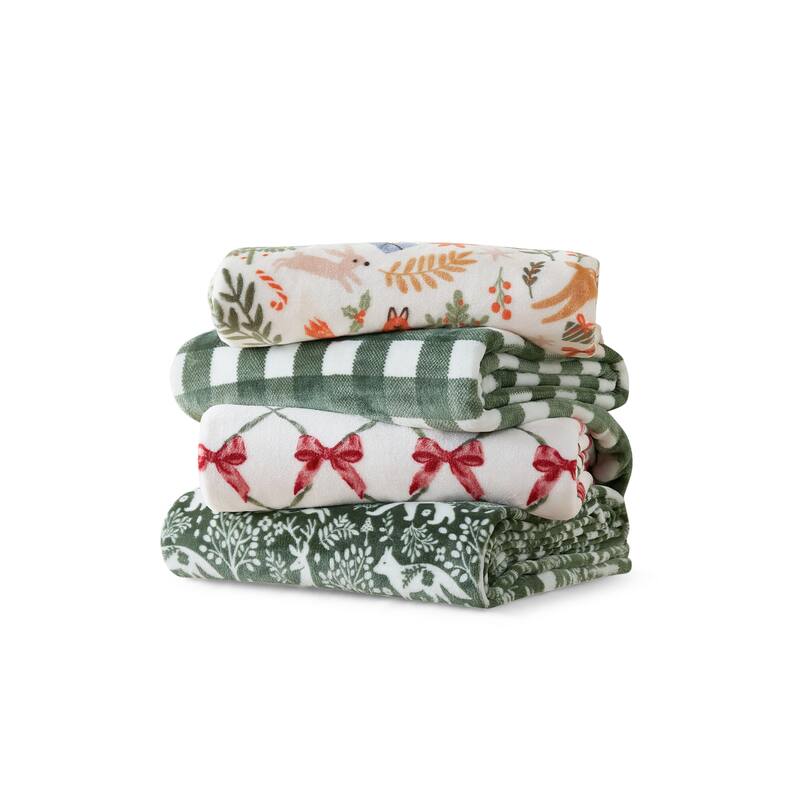 Martha Stewart Printed Ultra Soft Plush Throw Blanket