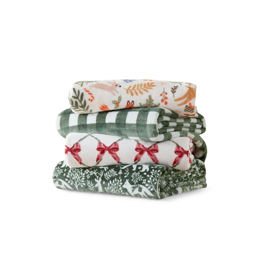 Martha Stewart Printed Ultra Soft Plush Throw Blanket