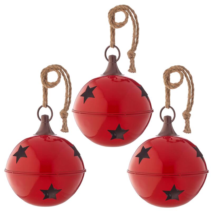 8" Coated Cast Jingle Bell Ornament Set of 3