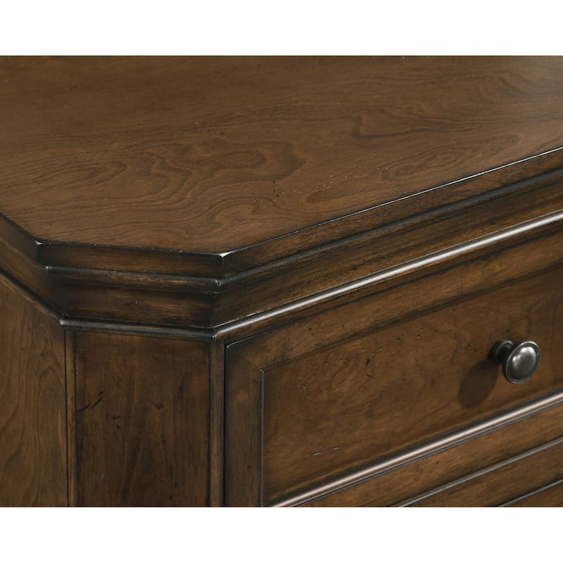 Roundhill Furniture Maderne Traditional Wood Panel Bed with Dresser, Mirror, Nightstand, Chest, Antique Walnut Finish