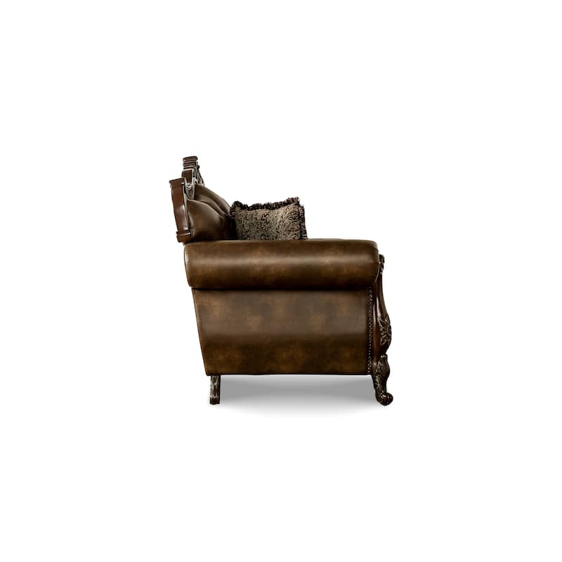 Furniture of America Beatrice Traditional 3-Piece Formal Brown Tufted Sofa Set