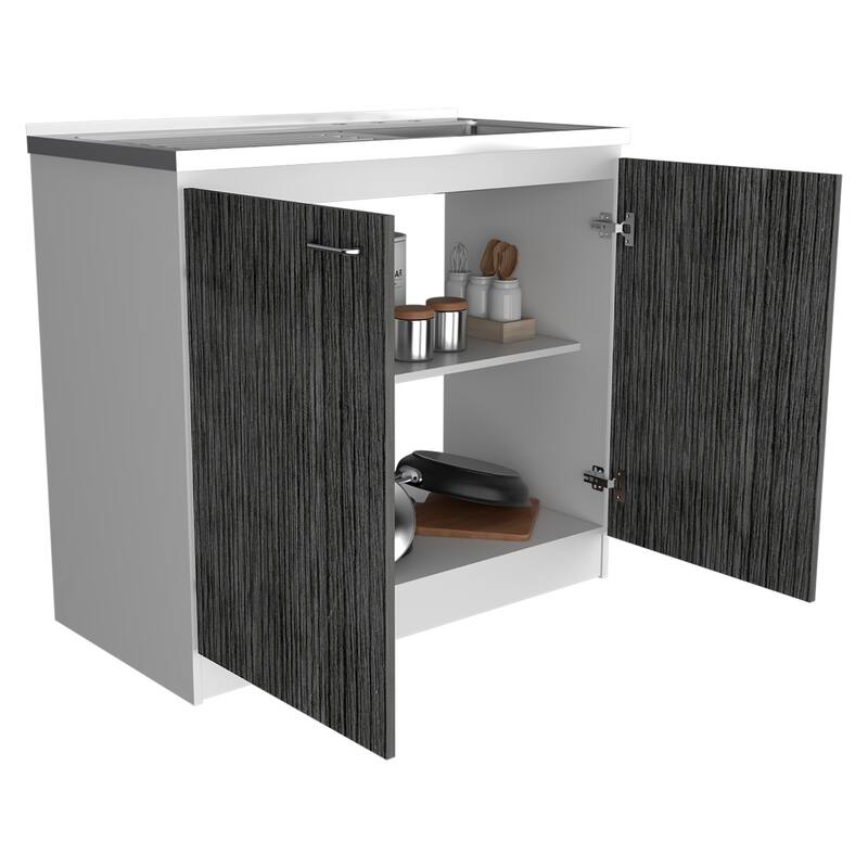 Utility Sink for Kitchen, Dining Room,White / Smokey Oak