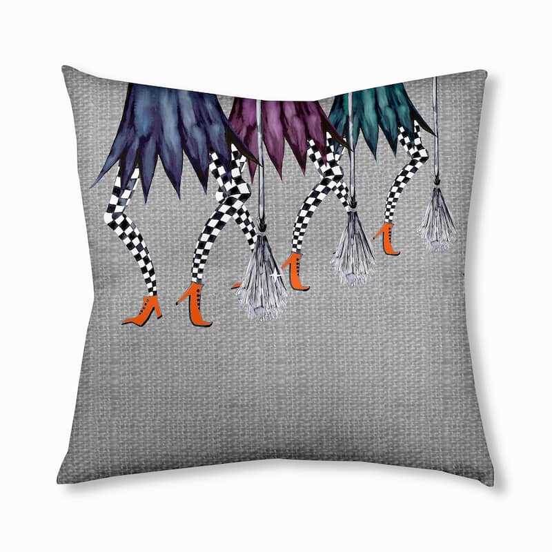 Esmerelda Trippled Halloween Design Tufted Floor Pillow - 30" x 30" - Grey