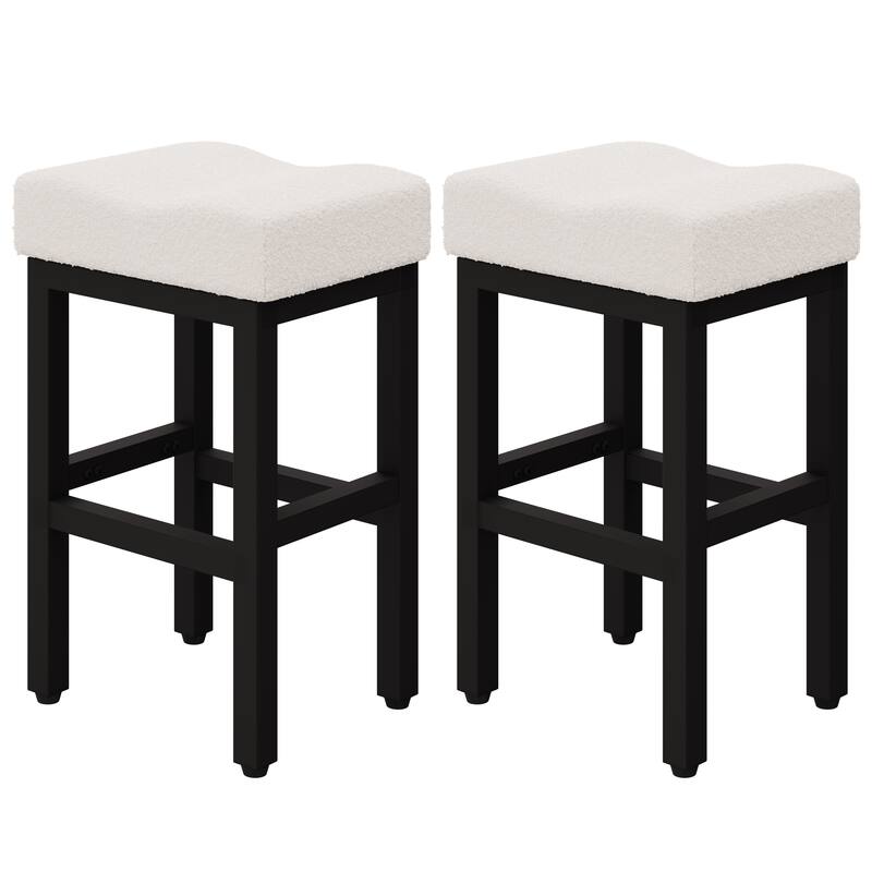 XINMICS Bar Stools, 27 Inches Modern Counter Height Bar Stools, Metal Legs Backless Upholstered Saddle Stool Chair