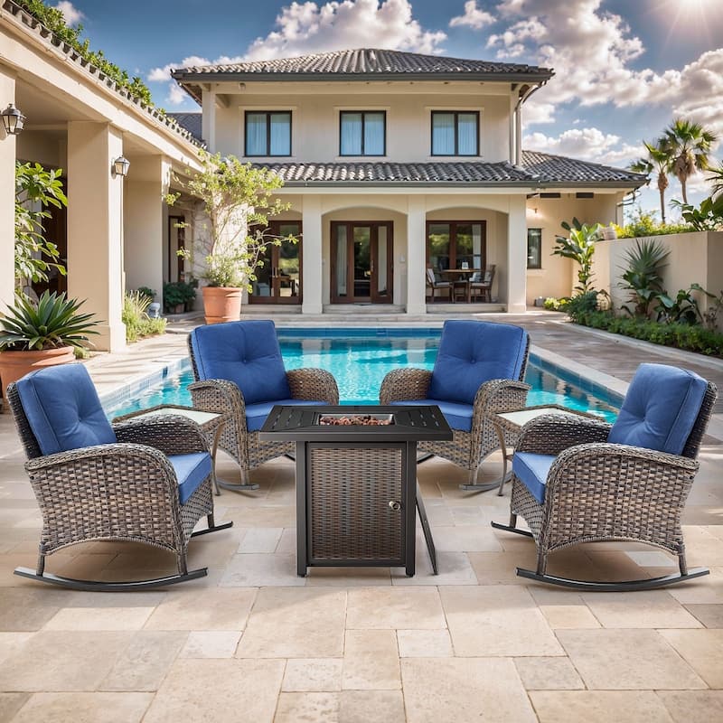 Gymojoy Outdoor Patio Chair & Fire Pit Set Luxurious Comfort Conversation Set